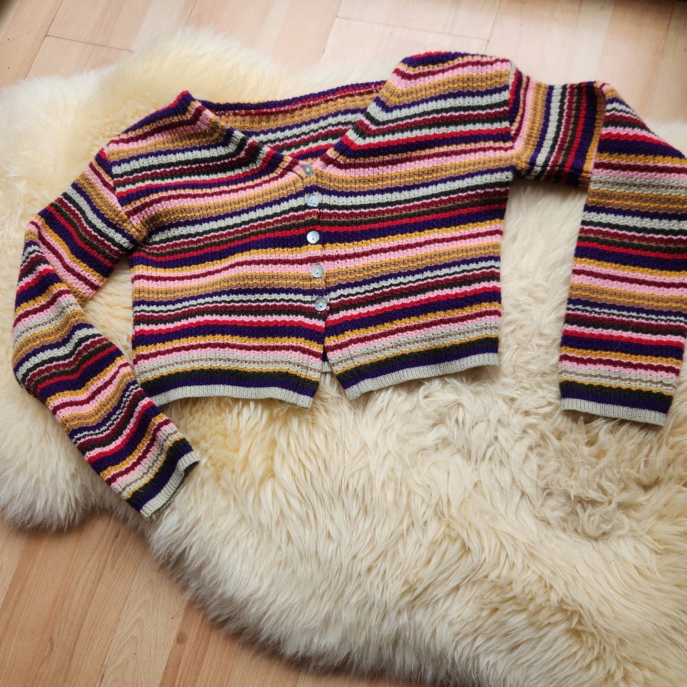 Striped Multicolor Women's Cropped Sweater